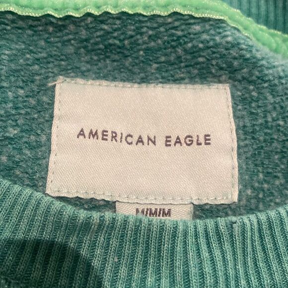 American Eagle Green women’s Sweatshirt with Happiness Embroidered on neckline M - Picture 3 of 8